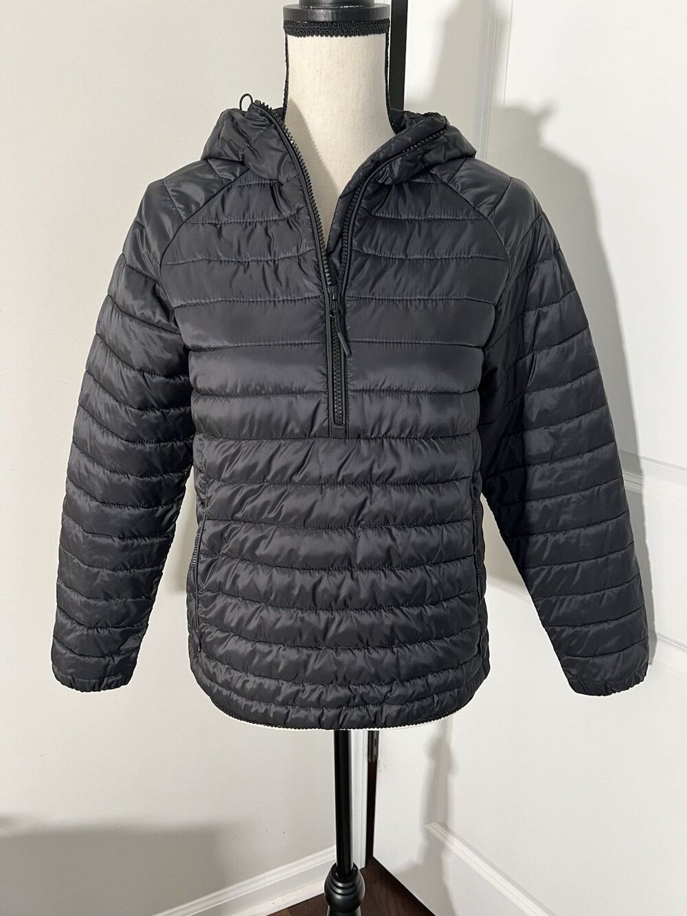 Everlane Puffer Quarter Zip Jacket Black Size XS EUC